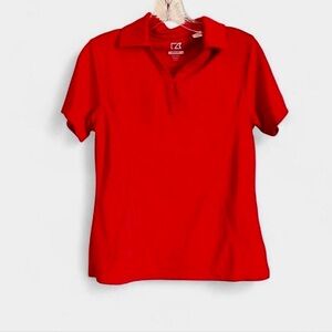 Cutter & Buck CB DryTec moisture wicking red golf polo w Travelers Logo